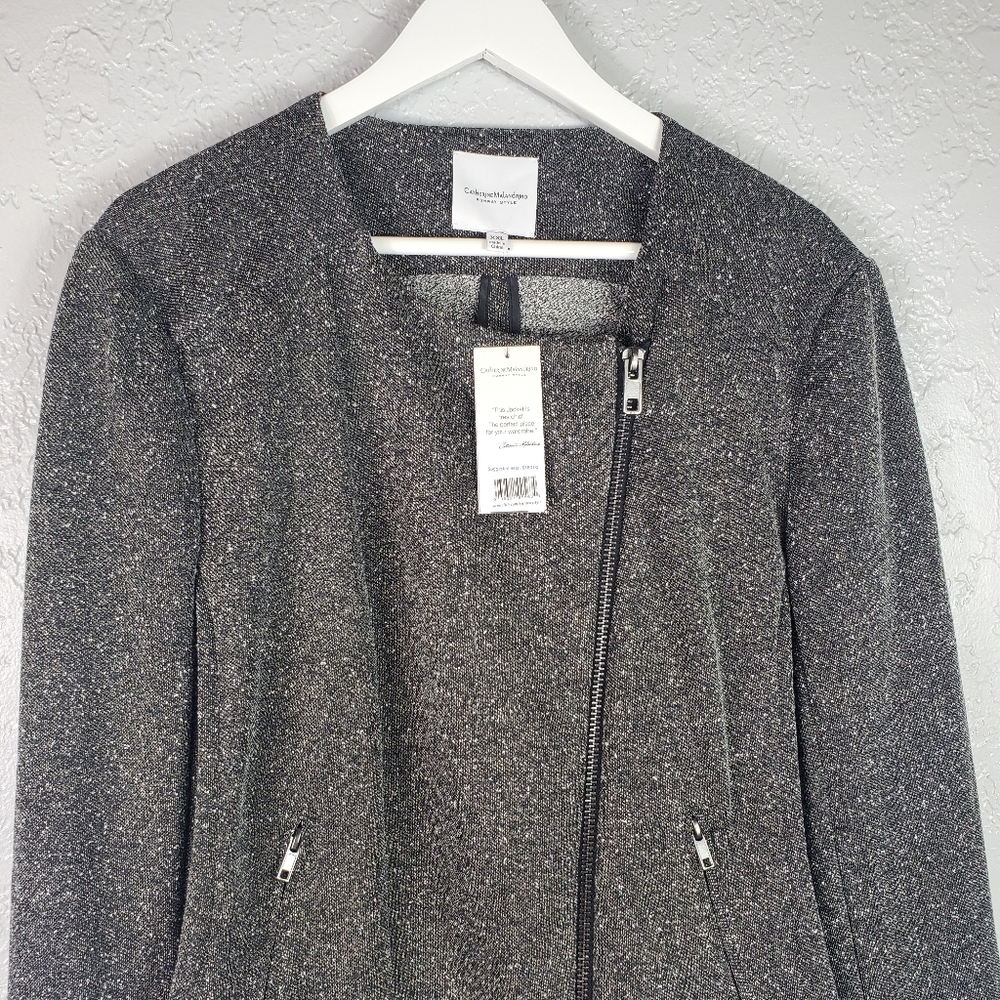 Runway Style Gray Edgy Plus-Size Bomber Jacket - Picture 10 of 14